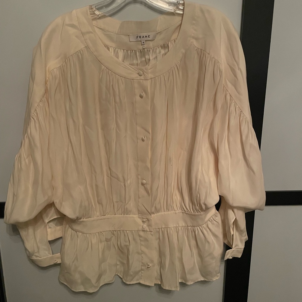 Frame Silk Off White Blouse Size Medium - Picture 2 of 6